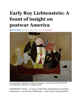 Early Roy Lichtenstein: a Fount of Insight on Postwar America