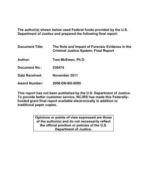 The Role and Impact of Forensic Evidence in the Criminal Justice System, Final Report