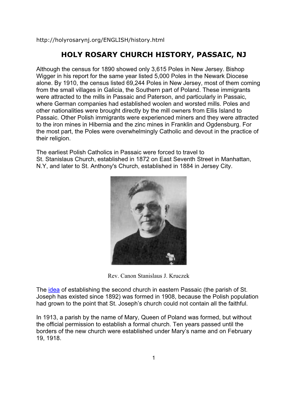 Holy Rosary Church History, Passaic, Nj