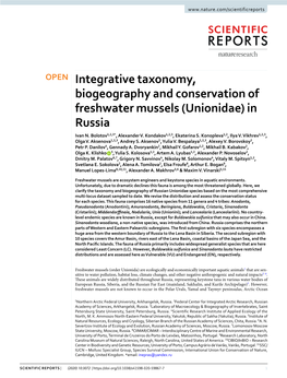 Integrative Taxonomy, Biogeography and Conservation of Freshwater Mussels (Unionidae) in Russia Ivan N
