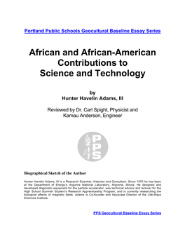 African and African-American Contributions to Science and Technology
