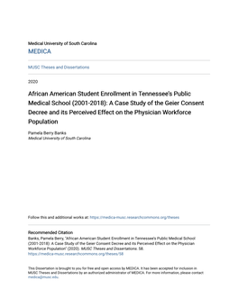 African American Student Enrollment in Tennessee's Public Medical