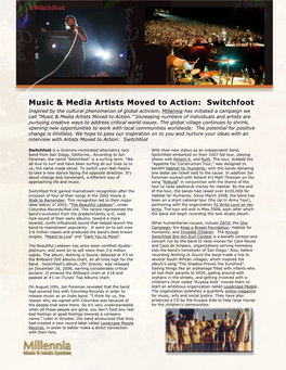 Music & Media Artists Moved to Action: Switchfoot
