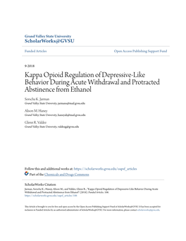 Kappa Opioid Regulation of Depressive-Like Behavior During Acute Withdrawal and Protracted Abstinence from Ethanol Sorscha K