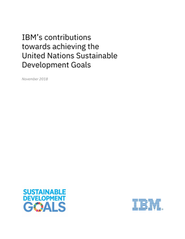 IBM's Contributions Towards Achieving the United Nations Sustainable