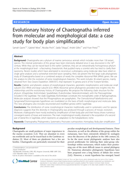 Evolutionary History of Chaetognatha Inferred from Molecular And