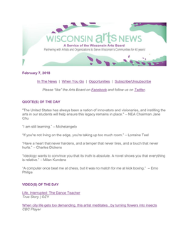 WAB Wisconsin Arts News
