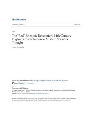 Scientific Revolution: 14Th Century England's Contribution to Modern Scientific Thought Lauren De Angelis