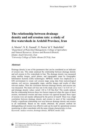 The Relationship Between Drainage Density and Soil Erosion Rate: a Study of Five Watersheds in Ardebil Province, Iran