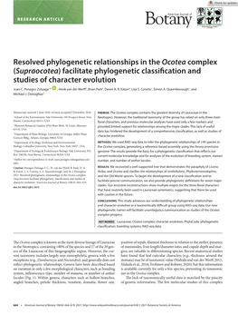 Resolved Phylogenetic Relationships in the Ocotea Complex (Supraocotea) Facilitate Phylogenetic Classification and Studies of Character Evolution