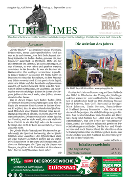 Turf-Times Der Deutsche Newsletter Für Vollblutzucht & Rennsport Mit Dem Galopp-Portal Unter