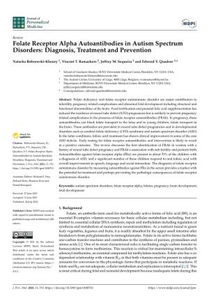 Folate Receptor Alpha Autoantibodies in Autism Spectrum Disorders: Diagnosis, Treatment and Prevention