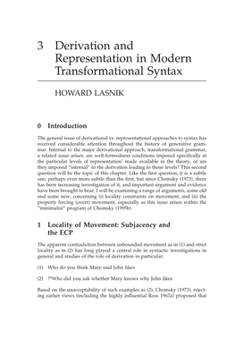 3 Derivation and Representation in Modern Transformational Syntax