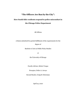 “The Officers Are Run by the City”: How South Side Residents Respond