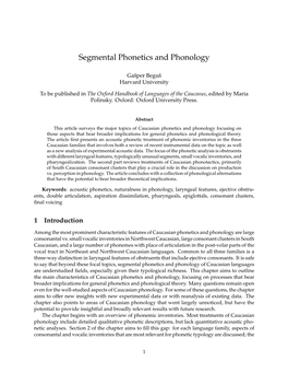 Segmental Phonetics and Phonology