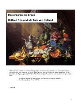 Deelprogramma Groen Holland Rijnland: De Tuin Van Holland