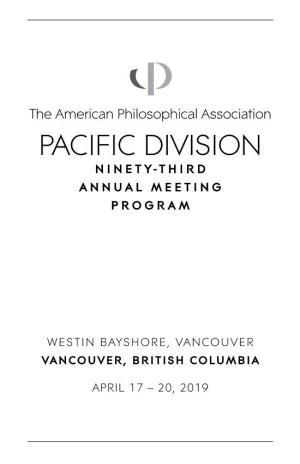 2019 APA Pacific Division Meeting Program