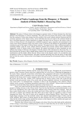 A Thematic Analysis of Helon Habila's Measuring Time