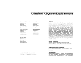 Animafluid: a Dynamic Liquid Interface