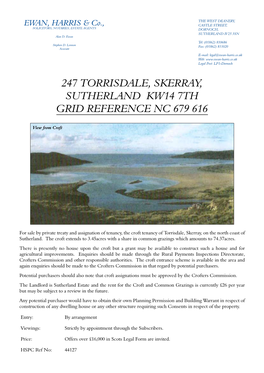 247 Torrisdale, Skerray, Sutherland Kw14 7Th Grid Reference Nc 679 616