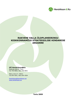 Rakvere Valla Üldplaneeringu Keskkonnamõju Strateegilise Hindamise Aruanne