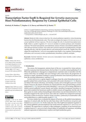 Transcription Factor Eepr Is Required for Serratia Marcescens Host Proinﬂammatory Response by Corneal Epithelial Cells