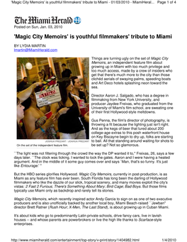 'Magic City Memoirs' Is Youthful Filmmakers' Tribute to Miami - 01/03/2010 - Miamiheral