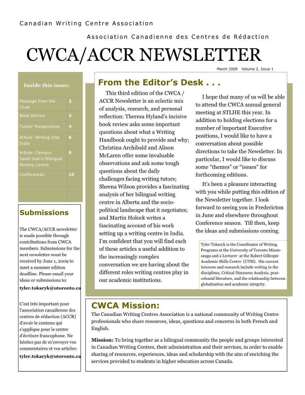 March 2009 Newsletter-Final