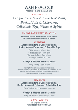 Antique Furniture & Collectors' Items, Books, Maps & Ephemera