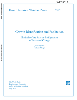 GROWTH IDENTIFICATION and FACILITATION the Role of the State in the Dynamics of Structural Change