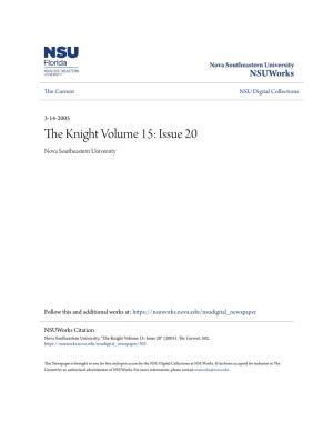 The Knight Volume 15: Issue 20 Nova Southeastern University