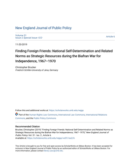 National Self-Determination and Related Norms As Strategic Resources During the Biafran War for Independence, 1967–1970