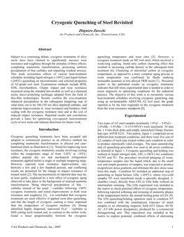 Cryogenic Quenching of Steel Revisited