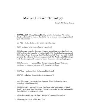 Michael Brecker Chronology