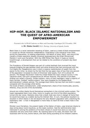 Hip-Hop, Black Islamic Nationalism and the Quest of Afro-American Empowerment
