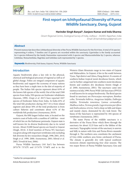 First Report on Ichthyofaunal Diversity of Purna Wildlife Sanctuary, Dang, Gujarat