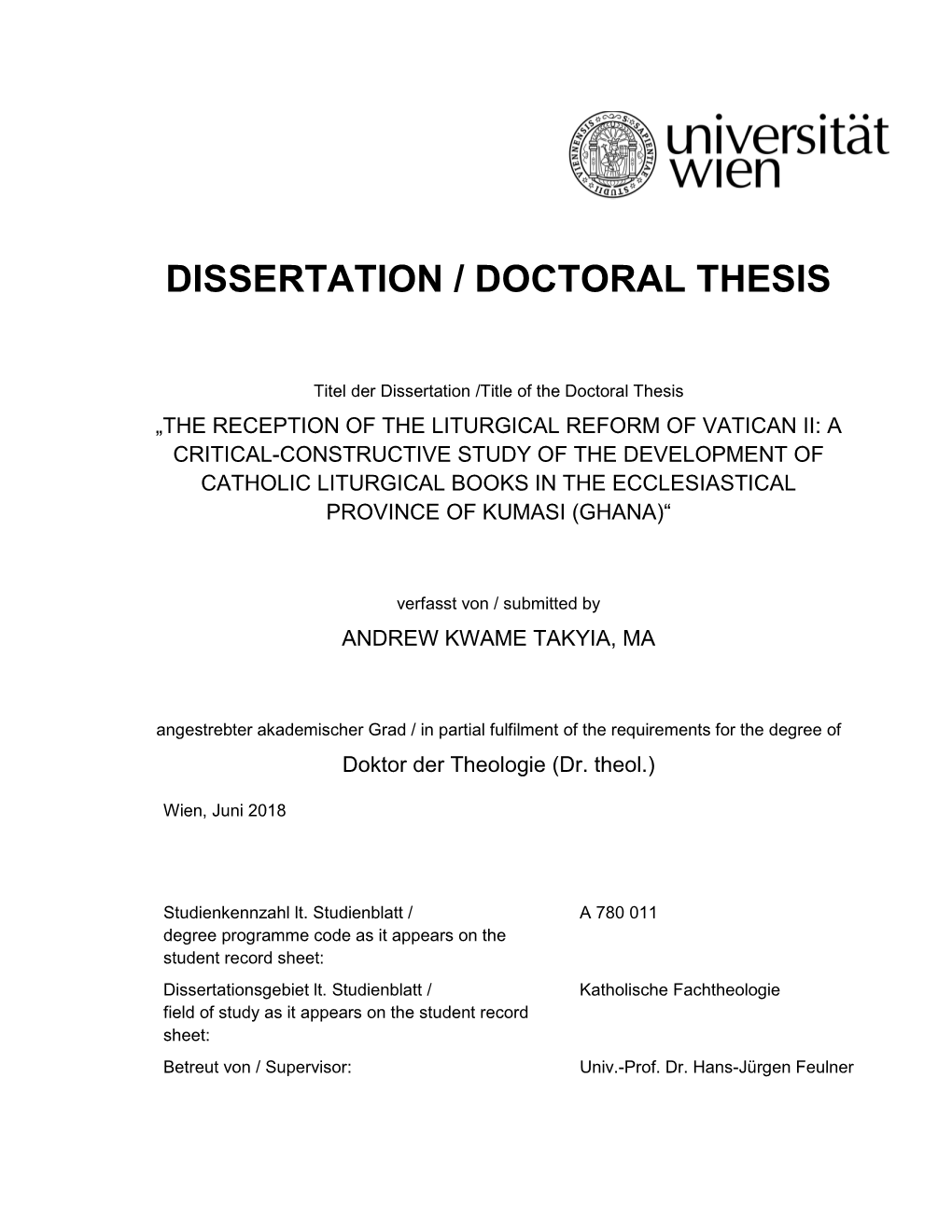 Dissertation / Doctoral Thesis