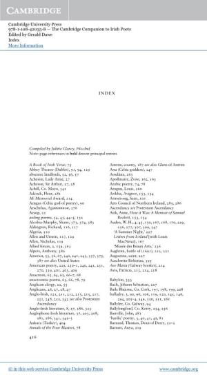 The Cambridge Companion to Irish Poets Edited by Gerald Dawe Index More Information