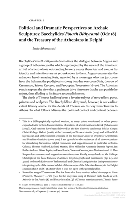 Political and Dramatic Perspectives on Archaic Sculptures: Bacchylides’Fourth Dithyramb (Ode 18) and the Treasury of the Athenians in Delphi*