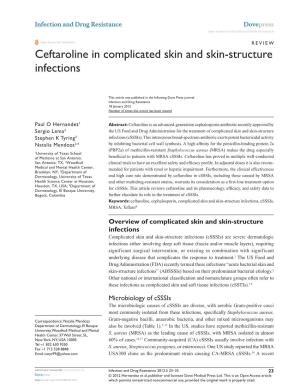 Ceftaroline in Complicated Skin and Skin-Structure Infections