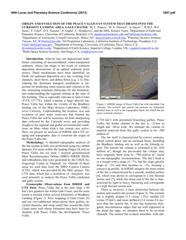 Origin and Evolution of the Peace Vallis Fan System That Drains Into the Curiosity Landing Area, Gale Crater