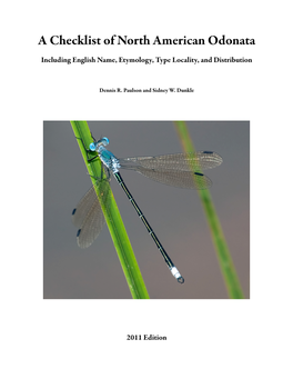 A Checklist of North American Odonata