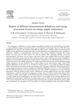 Impact of Different Macronutrient Definitions and Energy Conversion