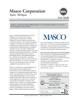 Masco Corporation Taylor, Michigan Case Study