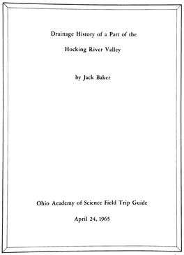 Drainage History of a Part of the Hocking River Valley by Jack Baker