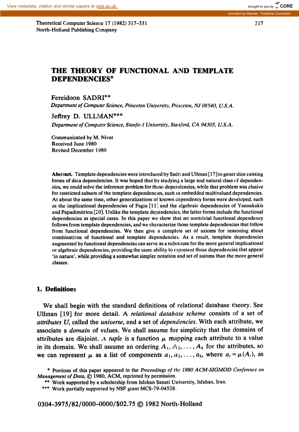 The Theory of Functional and Template Dependencs[Es*