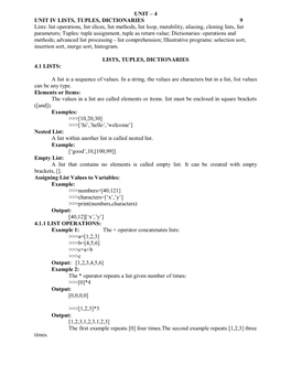 Lists, Tuples, Dictionaries