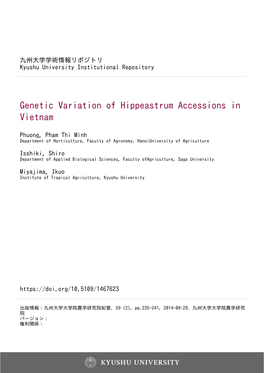 Genetic Variation of Hippeastrum Accessions in Vietnam
