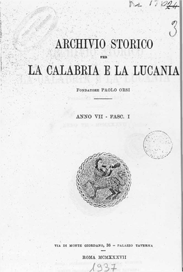 Archivio Storico La Calabria E La Lucania