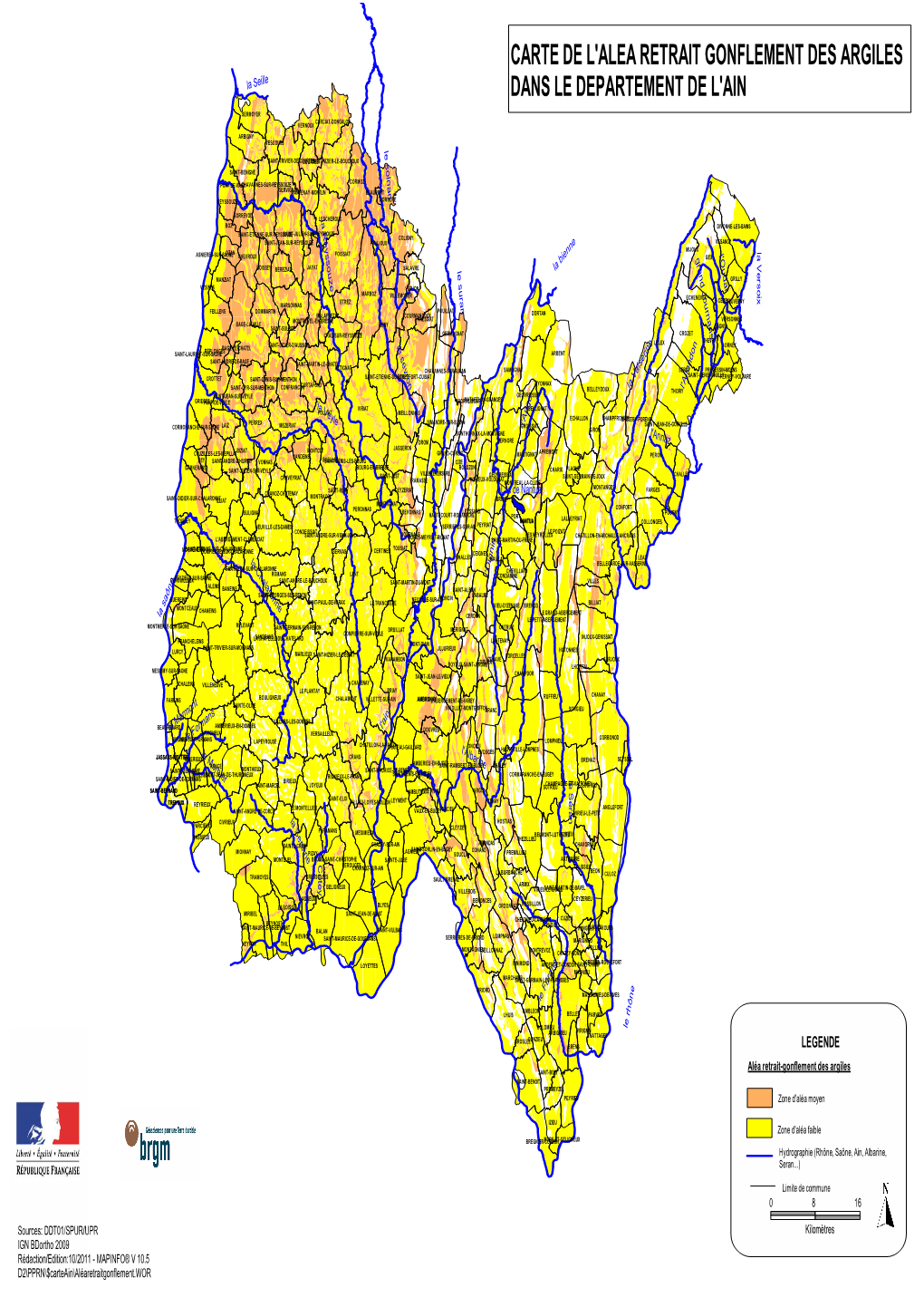 Carte Retrait Gonflement Des Argiles Du Département De L'ain